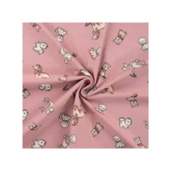Jersey coton rose imprimé chien