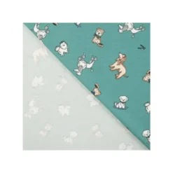Jersey coton vert céladon imprimé chien