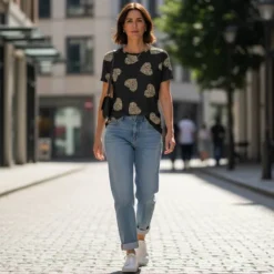 Jersey imprimé coeur léopard