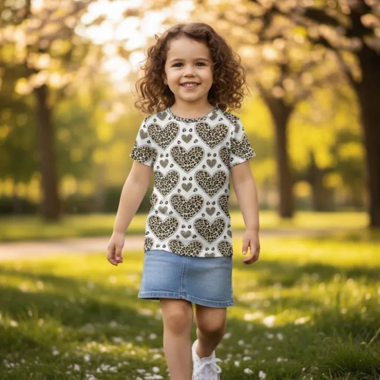 Jersey imprimé coeur léopard blanc