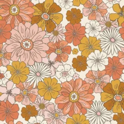 Jersey imprimé fleurs rétro multicolores