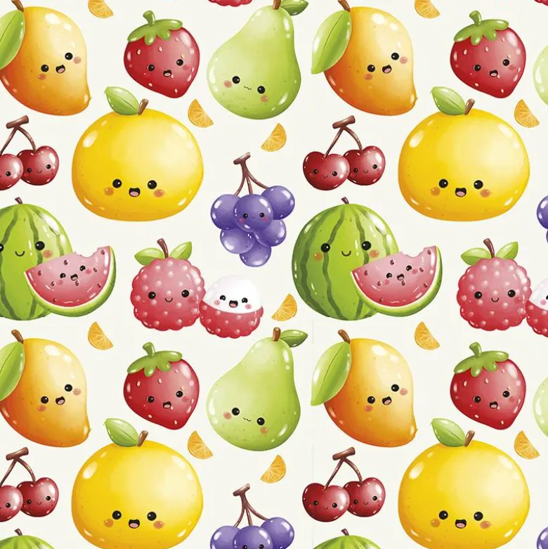 Jersey imprimé fruits kawaï