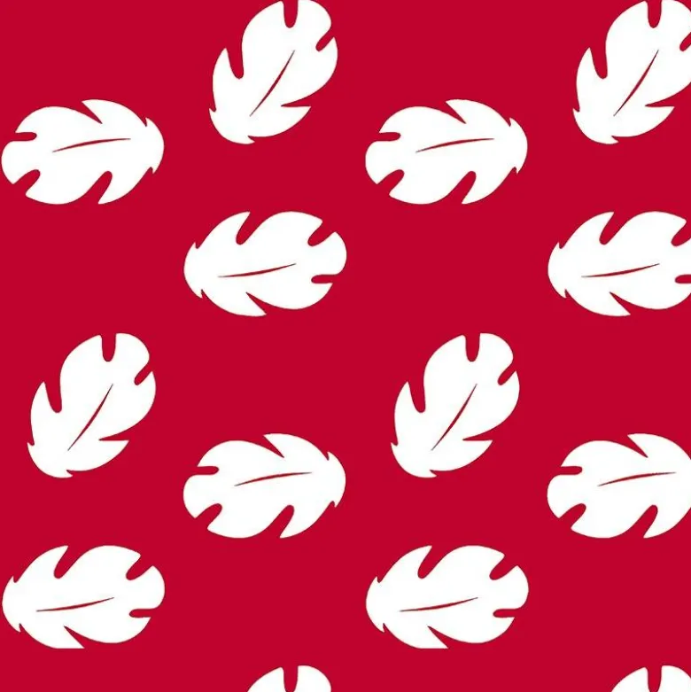 Jersey imprimé grosse feuille hawaïenne rouge