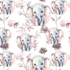 Jersey imprimé éléphant fleurs et arrondis aquarelle