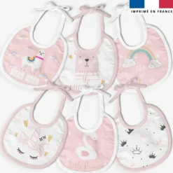 Kit bavoirs en éponge animaux fantaisie rose