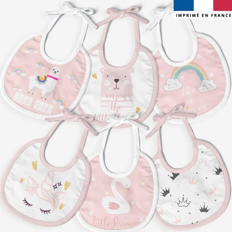 Kit bavoirs en éponge animaux fantaisie rose