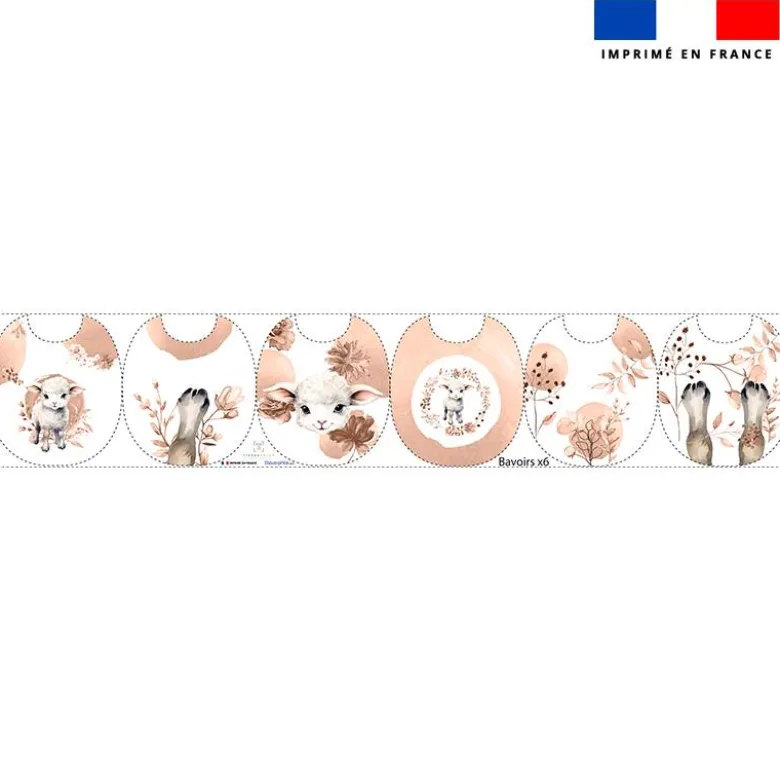 Kit bavoirs en éponge motif agneau aquarelle