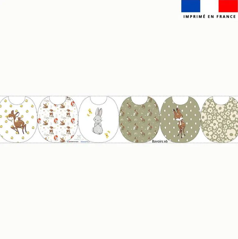 Kit bavoirs en éponge motif animaux de la clairière