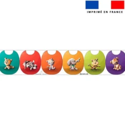 Kit bavoirs en éponge motif animaux du monde colorés - Création Stillistic
