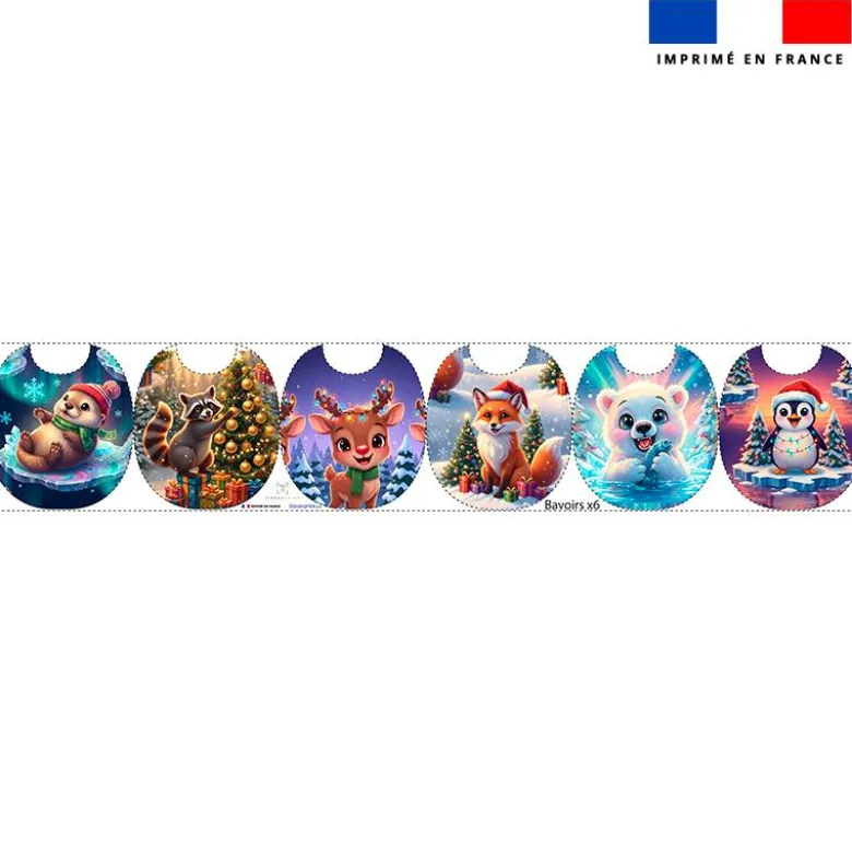 Kit bavoirs en éponge motif animaux de noël