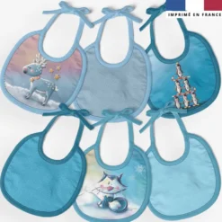 Kit bavoirs en éponge motif animaux du pôle nord - Création Stillistic