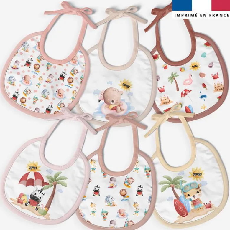 Kit bavoirs en éponge motif animaux d'été