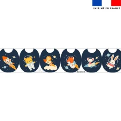 Kit bavoirs en éponge motif animaux dans l'espace