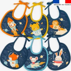 Kit bavoirs en éponge motif animaux dans l'espace
