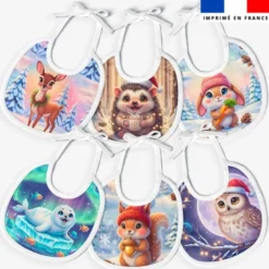 Kit bavoirs en éponge motif animaux de noël hiver glacé