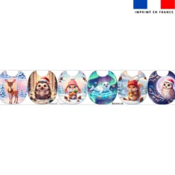 Kit bavoirs en éponge motif animaux de noël hiver glacé