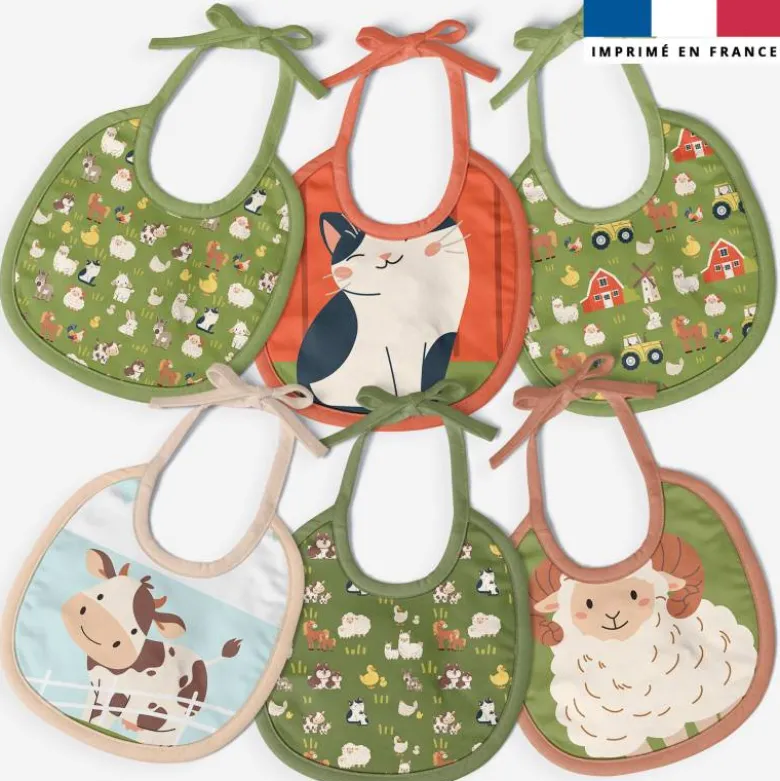 Kit bavoirs en éponge motif animaux de la ferme