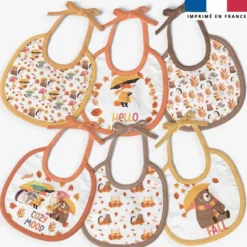 Kit bavoirs en éponge motif animaux d'automne