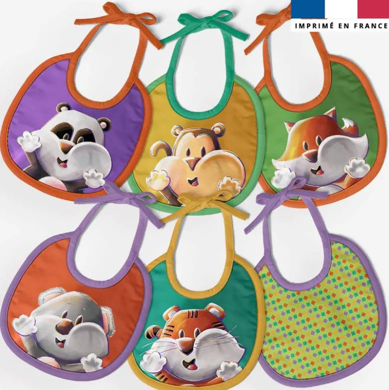 Kit bavoirs en éponge motif animaux Lou-Sticks - Création Stillistic