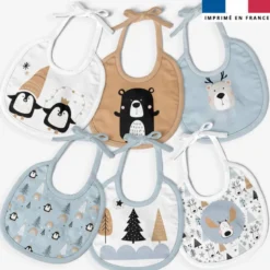 Kit bavoirs en éponge motif animaux hiver