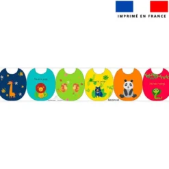 Kit bavoirs en éponge motif animaux jungle color
