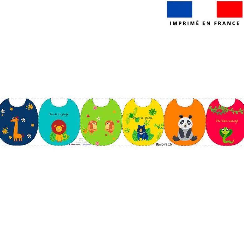 Kit bavoirs en éponge motif animaux jungle color