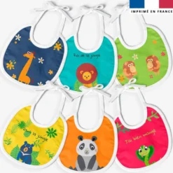 Kit bavoirs en éponge motif animaux jungle color