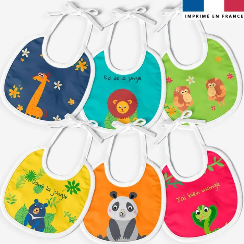 Kit bavoirs en éponge motif animaux jungle color