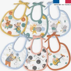 Kit bavoirs en éponge motif animaux musiciens