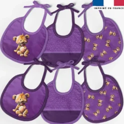 Kit bavoirs en éponge motif bébé hyène - Création Stillistic