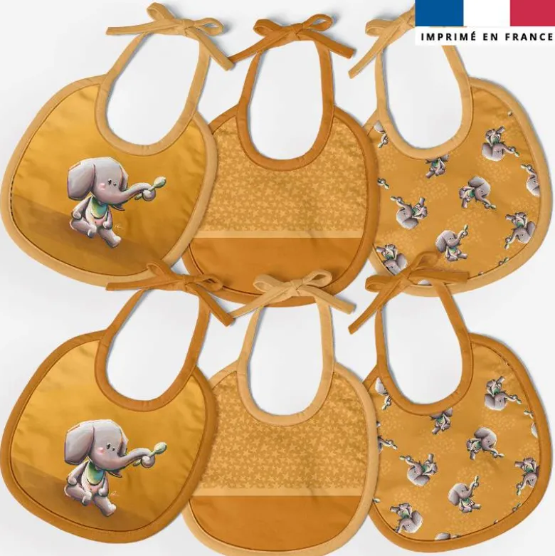 Kit bavoirs en éponge motif bébé éléphant - Création Stillistic