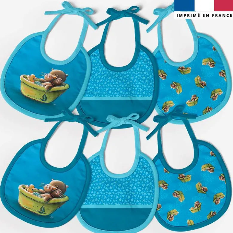 Kit bavoirs en éponge motif bébé loutre - Création Stillistic