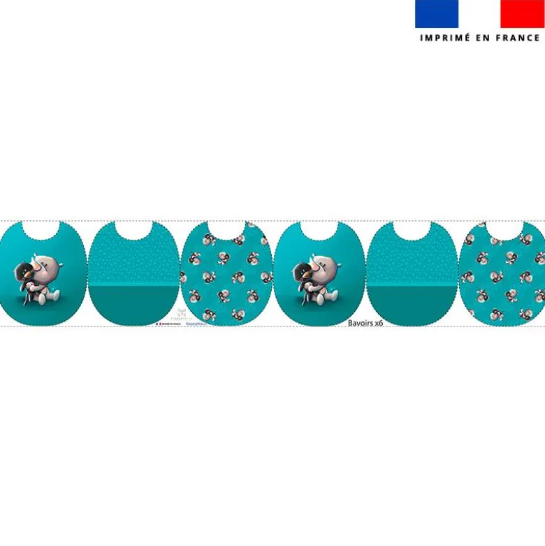 Kit bavoirs en éponge motif bébé rhino - Création Stillistic