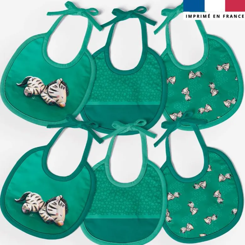 Kit bavoirs en éponge motif bébé zèbre - Création Stillistic