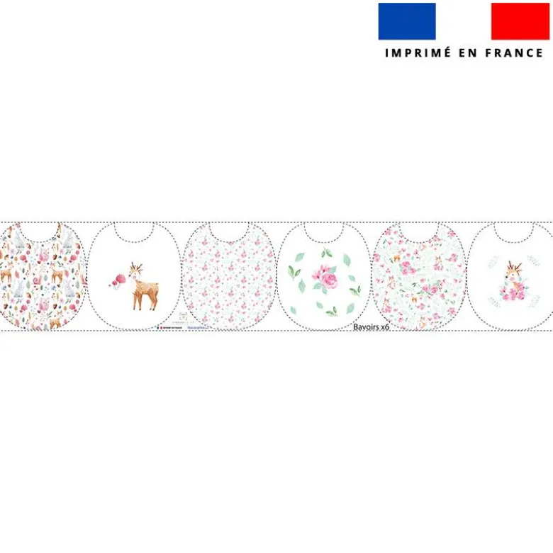 Kit bavoirs en éponge motif biche aquarelle