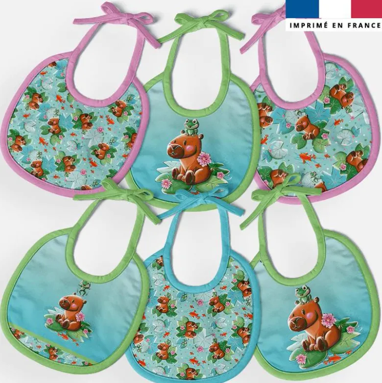 Kit bavoirs en éponge motif capybara - Création Stillistic