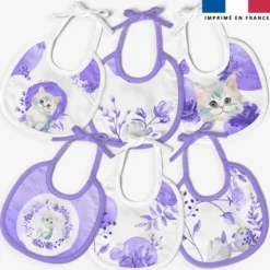 Kit bavoirs en éponge motif chat aquarelle