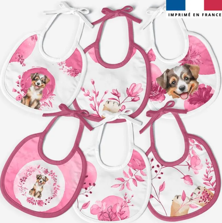 Kit bavoirs en éponge motif chien aquarelle