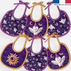 Kit bavoirs en éponge motif chouette magicienne - Création Stillistic