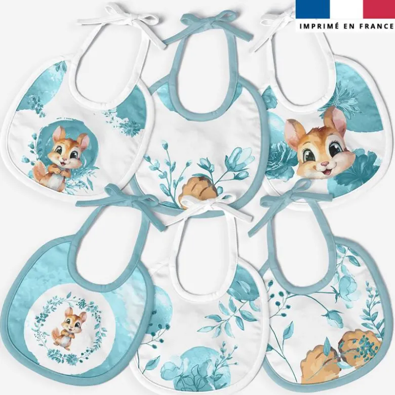 Kit bavoirs en éponge motif écureuil aquarelle
