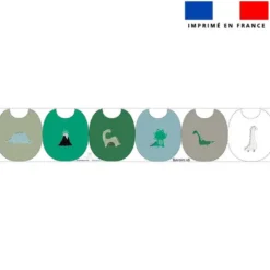 Kit bavoirs en éponge motif dino vert et volcan
