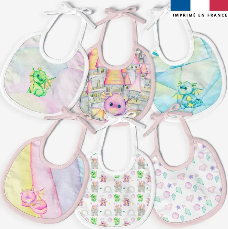 Kit bavoirs en éponge motif dragon