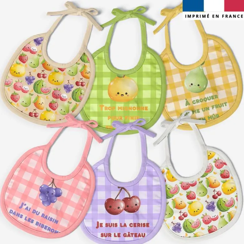 Kit bavoirs en éponge motif fruits kawaï