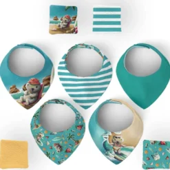 Kit bavoirs en éponge motif hippo en vacances - Création Stillistic