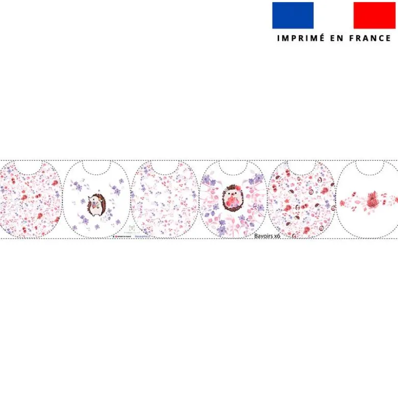 Kit bavoirs en éponge motif hérisson aquarelle