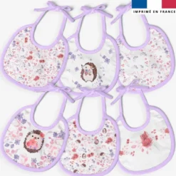 Kit bavoirs en éponge motif hérisson aquarelle