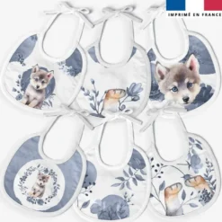 Kit bavoirs en éponge motif husky aquarelle