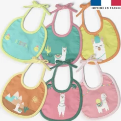 Kit bavoirs en éponge motif lama