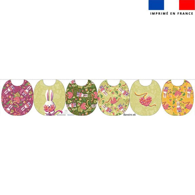 Kit bavoirs en éponge motif lapin printanier - Création Stillistic
