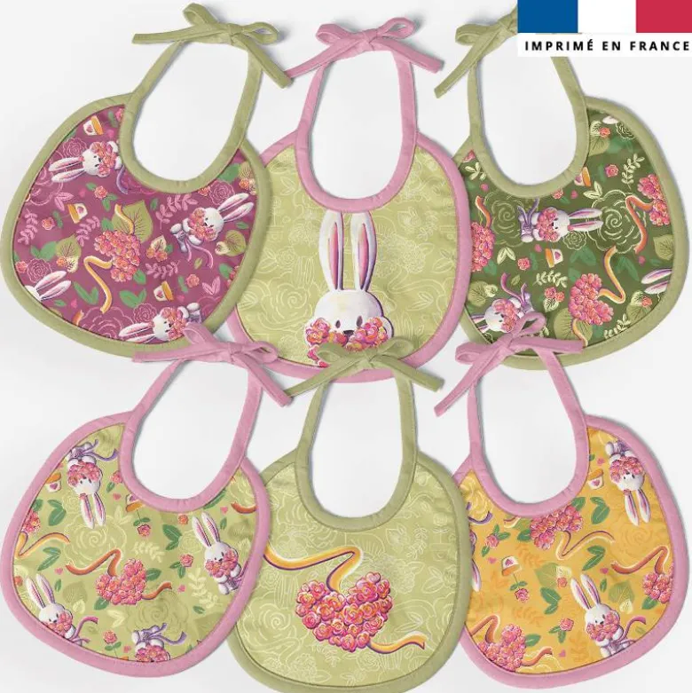 Kit bavoirs en éponge motif lapin printanier - Création Stillistic